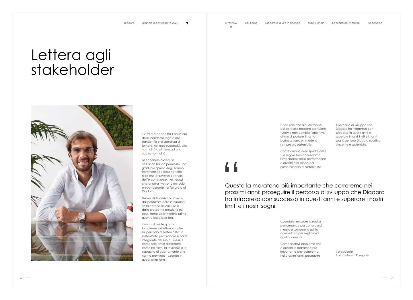 Diadora 2021 Sustainability Report — Lettera agli stakeholder